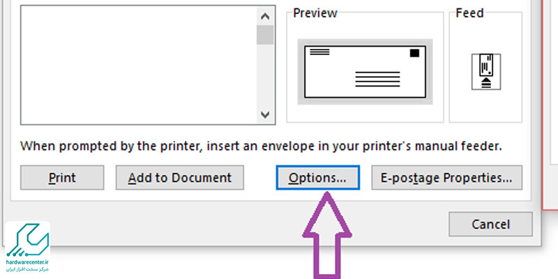 نحوه پرینت گرفتن روی پاکت نامه در ویندوز